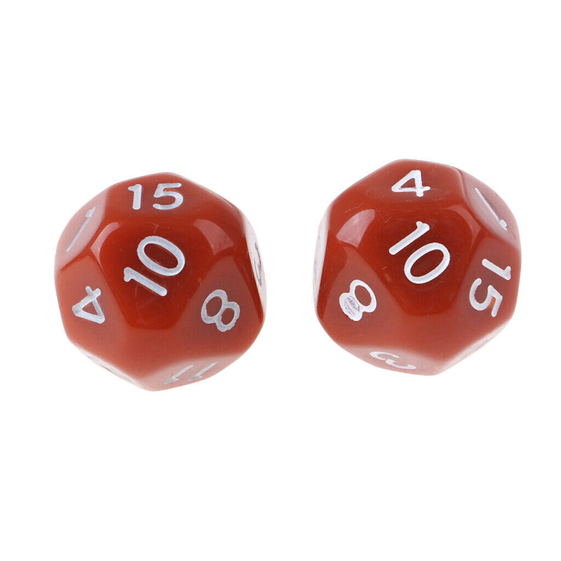 10pcs 16 Sided D16 14mm Acrylic Opaque Dice for Role Playing Game RPG Coffe