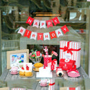 Happy birthday party paper red and white string banner banner
