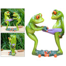 Frog Statue Handpainted Sculpture Artwork Novelty Garden Decor Ornament