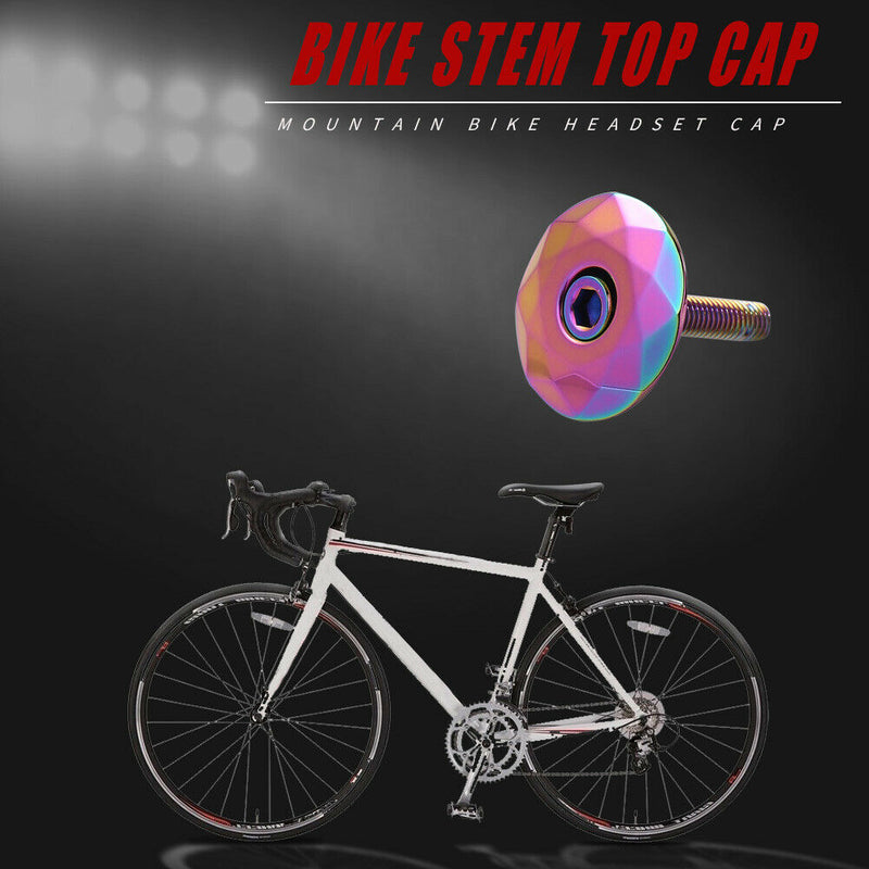 1-1/8 inch Bike Stem Top Cap Bicycle Headset Cap Cover with Bolt Burnt Blue