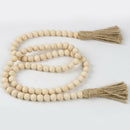 3Pieces Wood Bead Garland Farmhouse Rustic Country Beads Holiday Decoration Wall