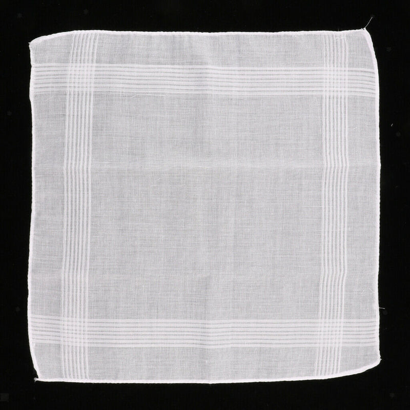 3pcs Men Soft Cotton Handkerchiefs White Pocket Square Comfy Hanky Kerchief