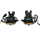 Bike Pedals with Clips and Straps for Outdoor Cycling and Indoor Stationary