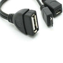 Micro USB Male To USB Female Host OTG Cable USB 2.0 Male Power Cable Y Splitter