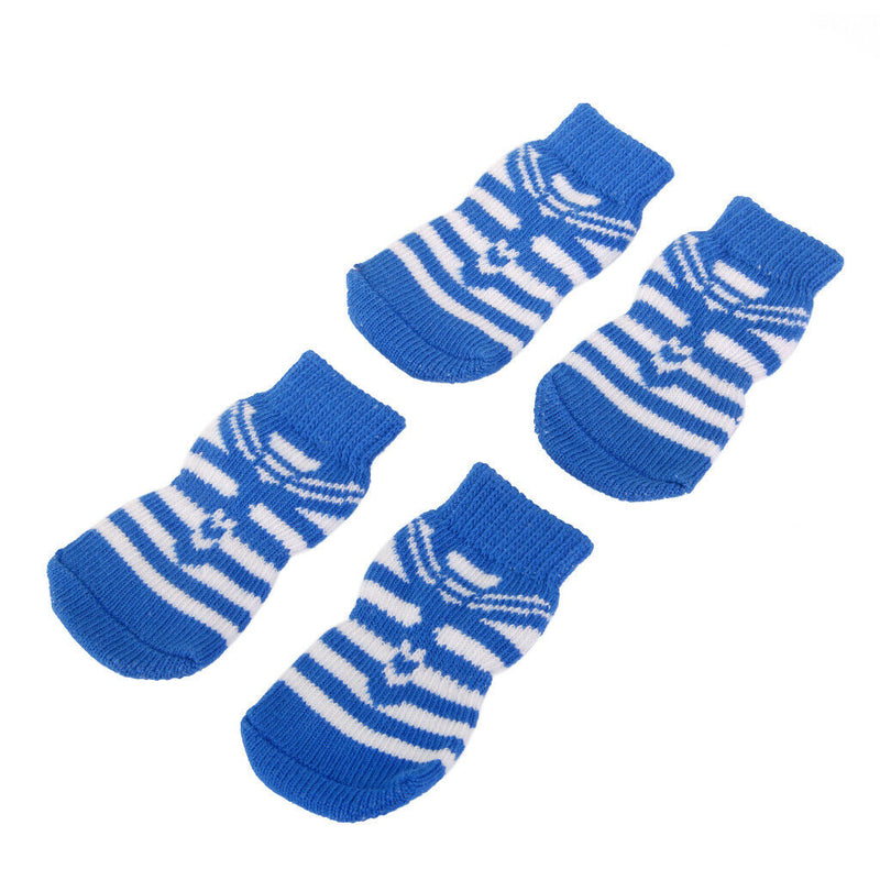 Striped Pet Dog Doggie Socks Paws Covers w/ Non-slip Bottom -Size S