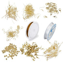 Jewellery Making Starter Kit Findings Spacer Steel Wire Elastic Cord Golden
