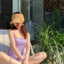 Hats Women Wide Large Brim Floppy Summer Beach Sun Hat Straw Hat Button Cap