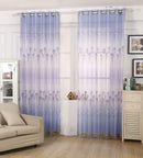 Blue Roses Polyester Voile Lattice Curtains Window Blinds Beads Trims 1x2.5M