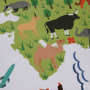 Removable Animal World Map Wall Stickers Home Bedroom Background Wall Decor