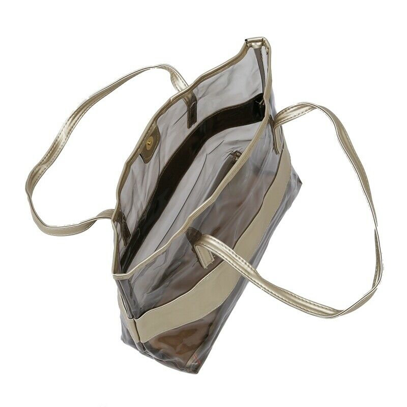 Waterproof Half Transparent Hand Bag, PVC Beach Bag and Polyester with Smal D1T1