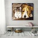 DIY Digital Oil Painting By Numbers Staying Dog Cat Acrylic Animal Picture