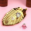 Stainless Steel Towel Trays, Golden Leaf Jewelry Bowl Dish, Muti-Function C I6E6