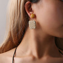 Korean Statement Geometric Big Earrings Sweet Woven Square Drop Earrings Ex