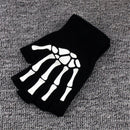 1 Pair Women Unisex Knitting Warmer Black Skeleton Claw Fingerless Gloves 17cm