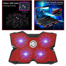 LED Laptop Cooling Pad 12-17'' Quiet 4 Fans Notebook Cooler Adjustable Stand