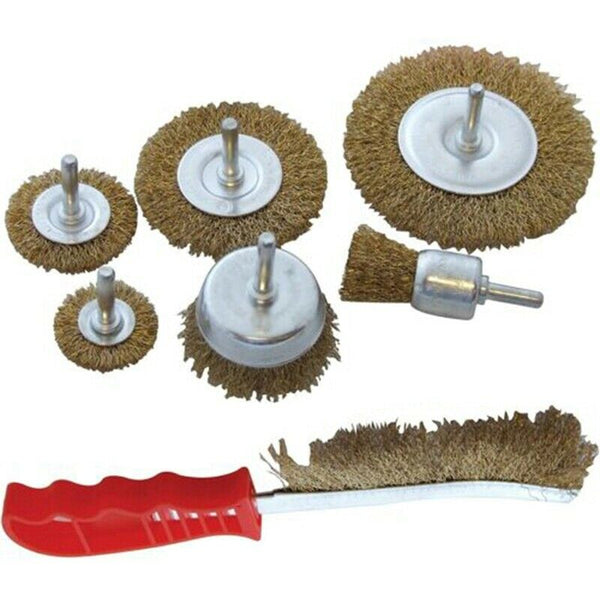 Seven Pcs/Set Drill Wire Wheel Cup Brush For Polishing Rust Brass + Steel W E2E3
