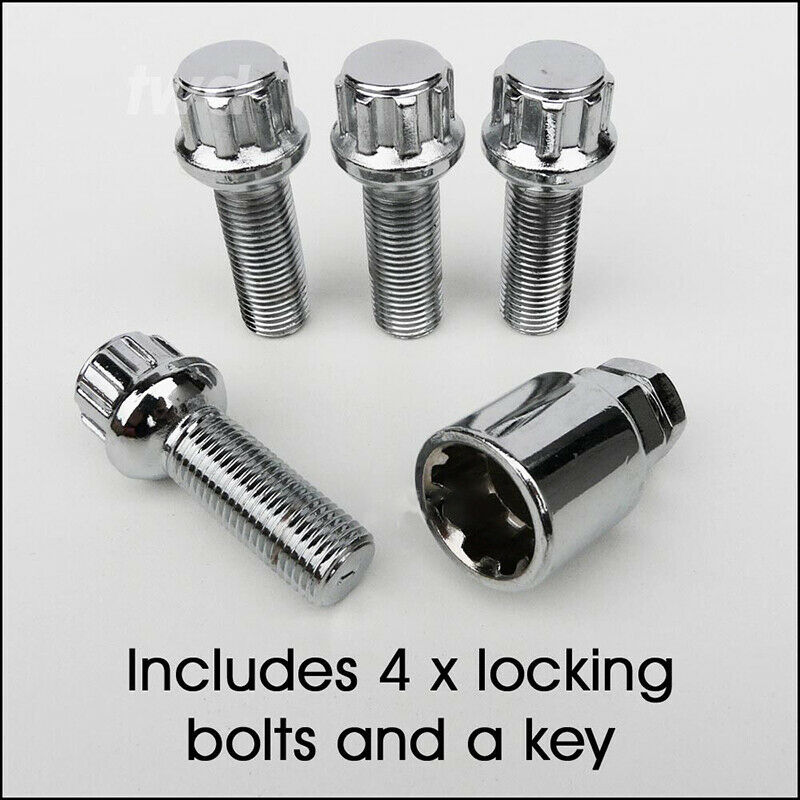 BLACK ALLOY WHEEL LOCKING BOLTS FOR GOLF(M14x1.5) RADIUS SECURITY NUTSS Hn