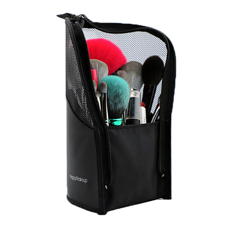 Zipper Black Travel Makeup Brush Bag Empty Organizer Pouch Pocket Holder Kit FT