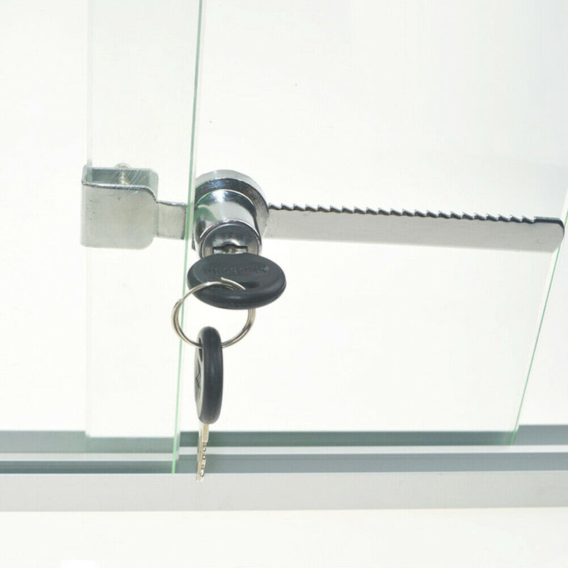 Lock+2Keys Glass Door Keyed Push Showcase Reptile Display Cabinet Sliding Intrig
