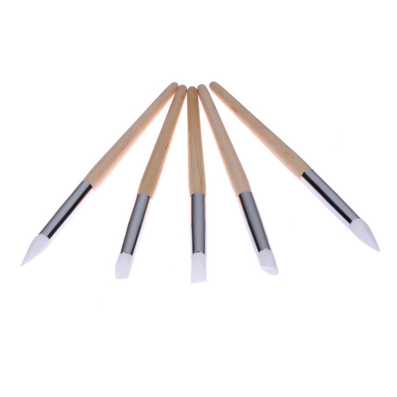 5pcs Nail Art Silicone Head Painting Pen Professional Nail Design Brush