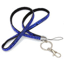 Blue Strap Lanyard Bling Rhinestone Crystal Custom for ID Badge Key Ring Ho