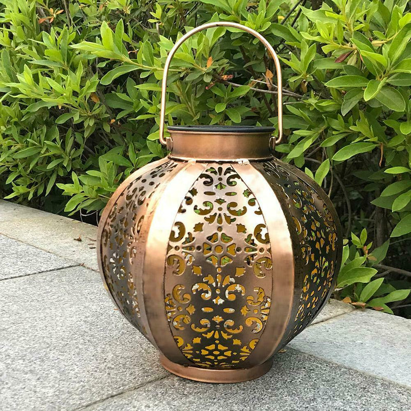 Outdoor Lighting Solar Power LED Hanging Hexagonal Garden Yard Light Lamp A