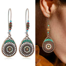 1 Pair Teardrop Hollow Floral Drop Dangle Earrings Boho Women Ethnic Fashio W0N9