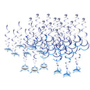 30 Pieces Shark Shape Hanging Swirls Kids Party Wall Ceiling Decoration