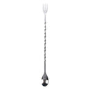 Bar Stainless Steel Twisted Mixing Spoon w Fork Tip J4S4