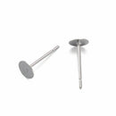 100pcs 304 Stainless Steel Flat Round Blank Peg Ear Stud Hook Components 12x5mm