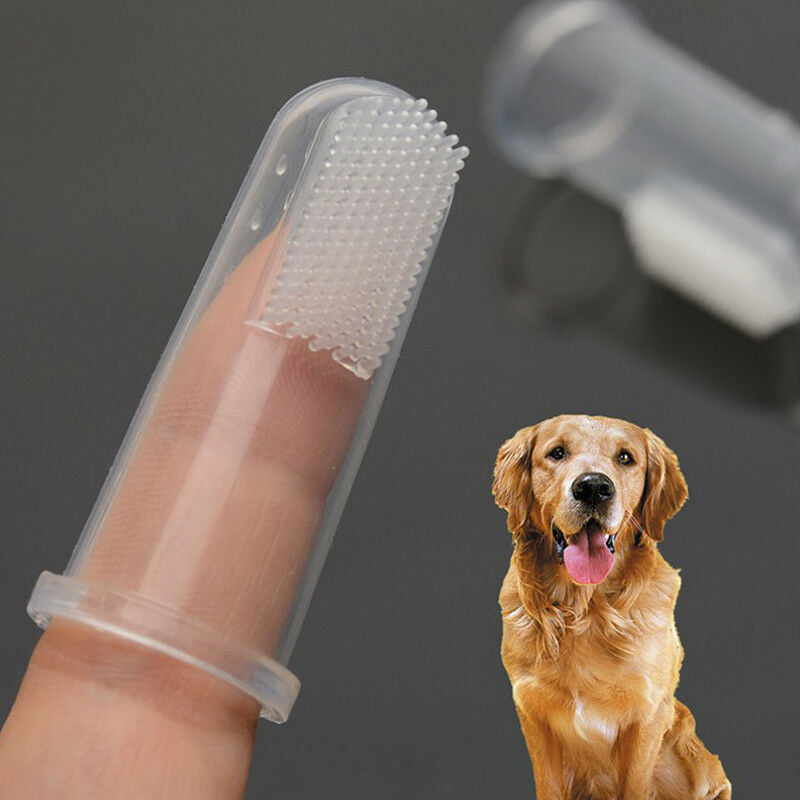 8Pcs Pet Cat Dog Finger Tooth Teeth Brush Dental Care Cleaning Silicone Brushes