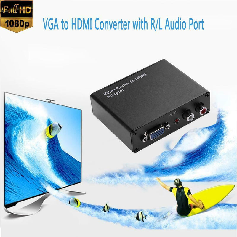VGA to HDMI Converter Adapter 1080P Video Output with R/L Audio Port for PC