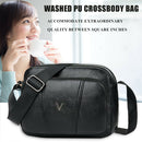Washed PU Crossbody Bag Large Capacity Mother Elegant Zipper Shoulder Pouch