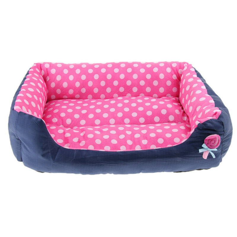 Pet Sofa Shape Dot Print Bed For Cats or Small Medium Dogs Pink