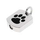 Stainless Steel Paw Printed Pet Cremation Pendant Dog Cat Urn Holds Ashes