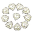 10pcs Embellishments to Stick Back Buttons Heart Shape Beige M6J2
