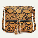 Fashion Serpentine Messenger Bag Women PU Leather Shoulder Handbag (Yellow) A