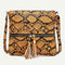 Fashion Serpentine Messenger Bag Women PU Leather Shoulder Handbag (Yellow) A