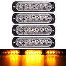 Amber 6 LED 18W Bar Car Truck Strobe Flash Emergency Warning Light Lamp 12V ME