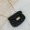 Girls PU Geometry Diamond Kids Messenger Shoulder Bags Small Bags (Black)