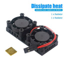 Mini Dual Fans Radiator Copper Heatsink PC Case Cooler for RPi 3B/2B/B+