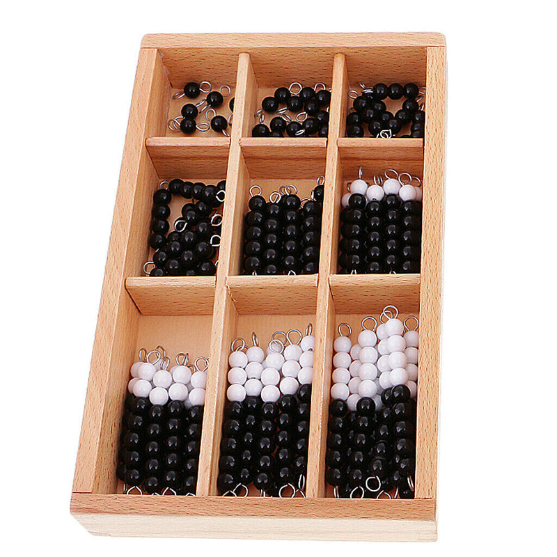 Wooden Tray 1-9 Black White Beads Bars For Kids Children Math Counting Wooden