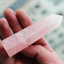 100% Natural Pink Rose Quartz Crystal Wand Point Healing Reiki Mineral Stone