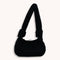 Women Fluffy Shoulder Bag Solid Plush Handbags Female Winter Totes (Black)