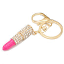 Lady's Cute Zinc Alloy Crystal Lipstick Keyring Pendant Bag Purse Decor Car