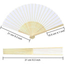 18 Pieces White Handheld Fans Cloth Fans Bamboo Folding Fans For Wedding De