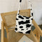 Cow Print Crossbody Bag Plush Women Fashion Big Capacity Shoulder Pouch (1)