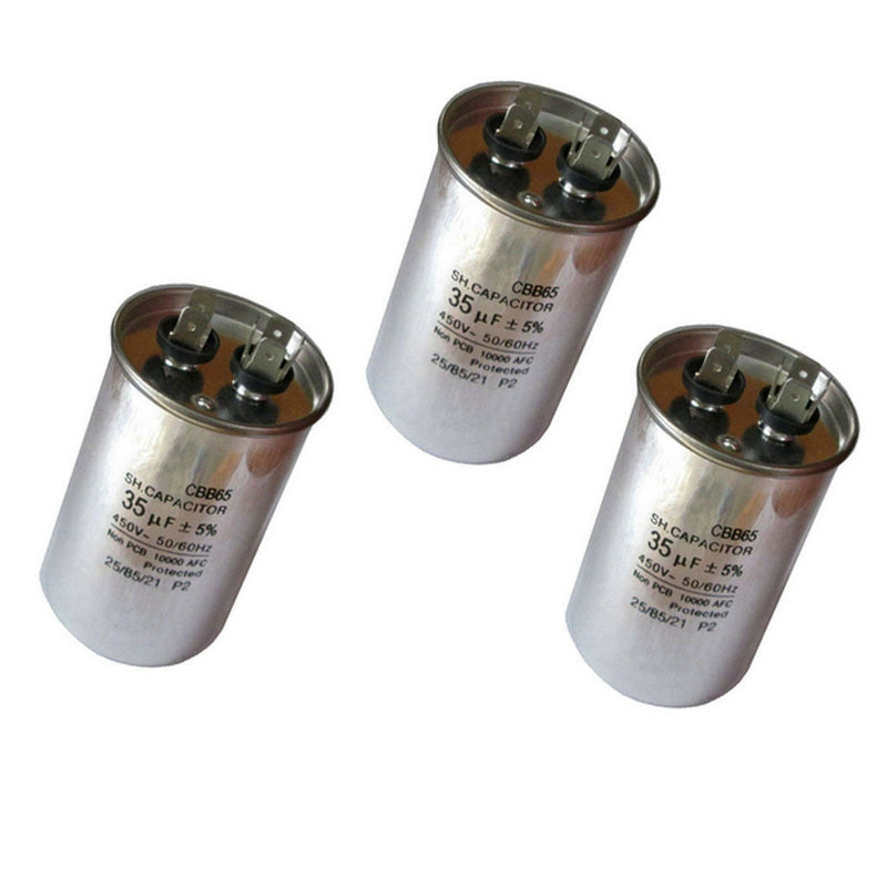 3Pc Air Conditioner Motor Run CBB65 Capacitor 35mfd 450V VAC Volt 35uf Round