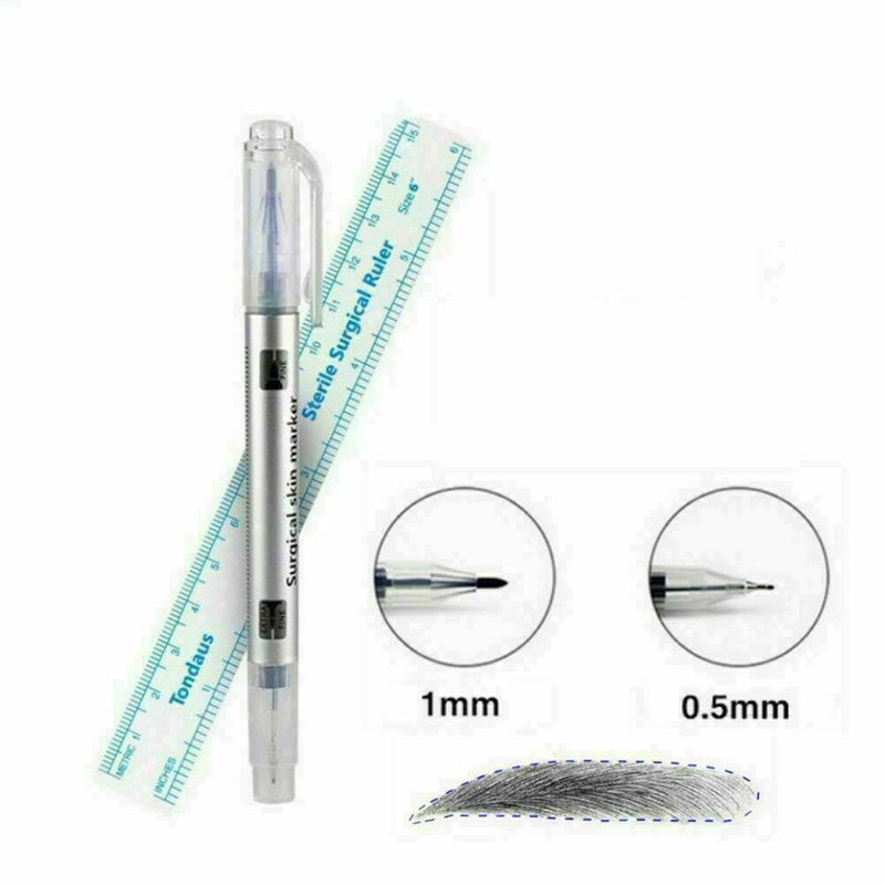 Effective Microblading Tattoo Eyebrow Marker Pen With Measuring Ruler^\ Mea K1P5