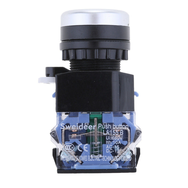 2Pcs 660VAC 10 Amp 1NO 1NC DPST LA38-11 22mm Momentary Push Button Switch